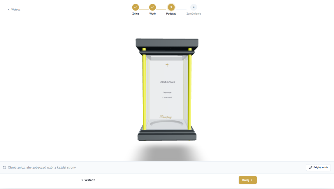 Konfigurator Zniczy 3D - Opcje Personalizacji