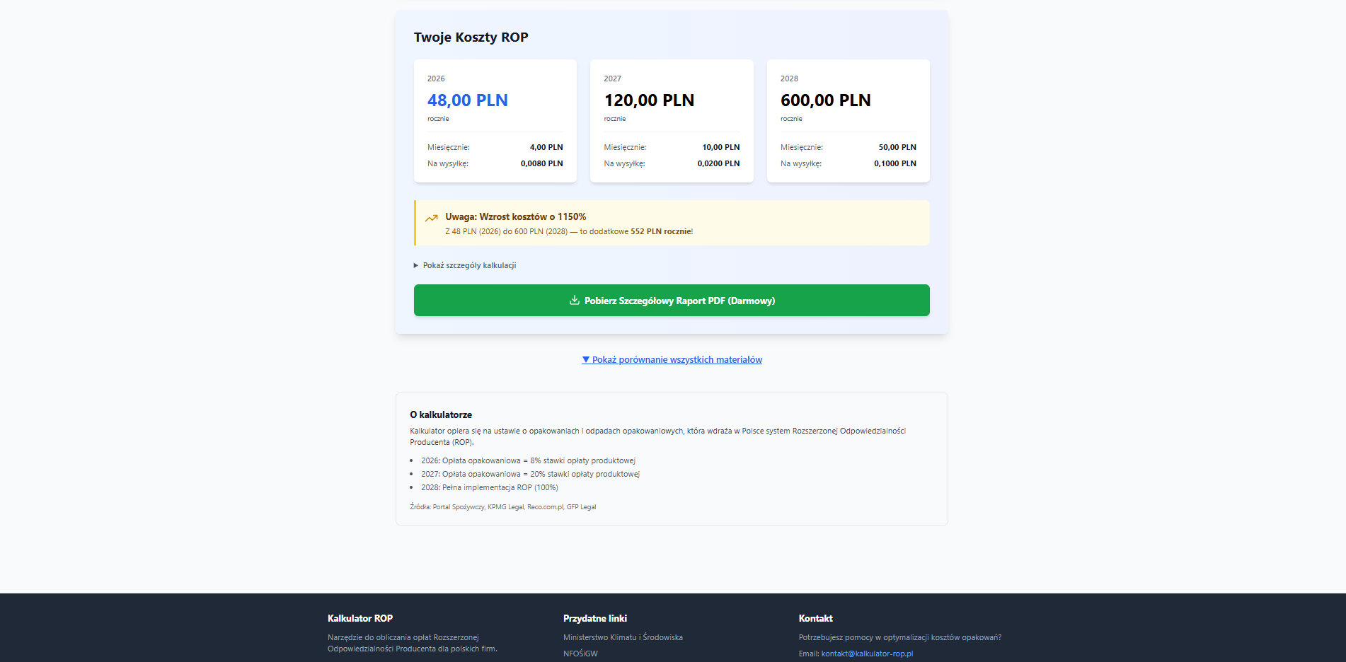 Kalkulator ROP 2026-2028 - Porównanie Materiałów i Koszty