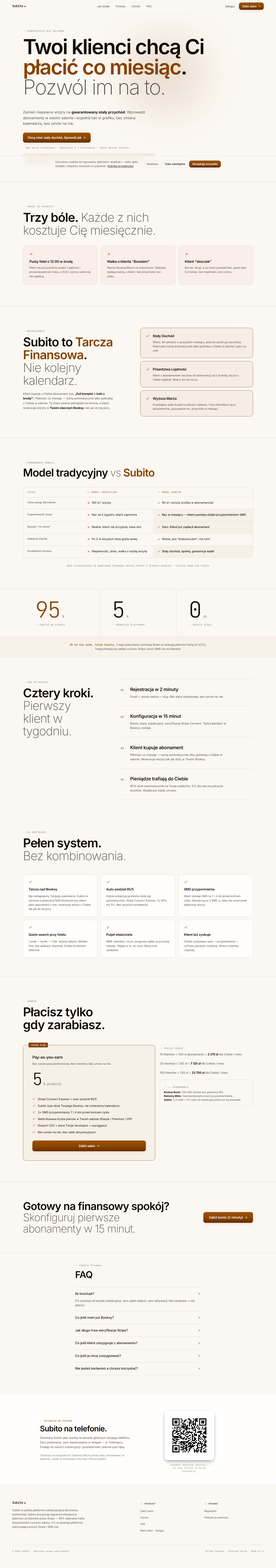 Subito — landing produktu, system abonamentów dla salonów barberskich