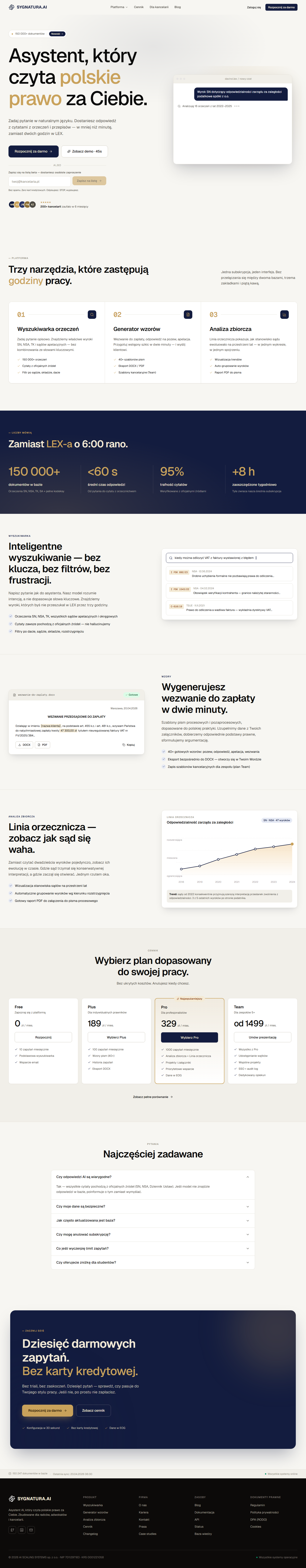 Sygnatura.ai — landing produktu